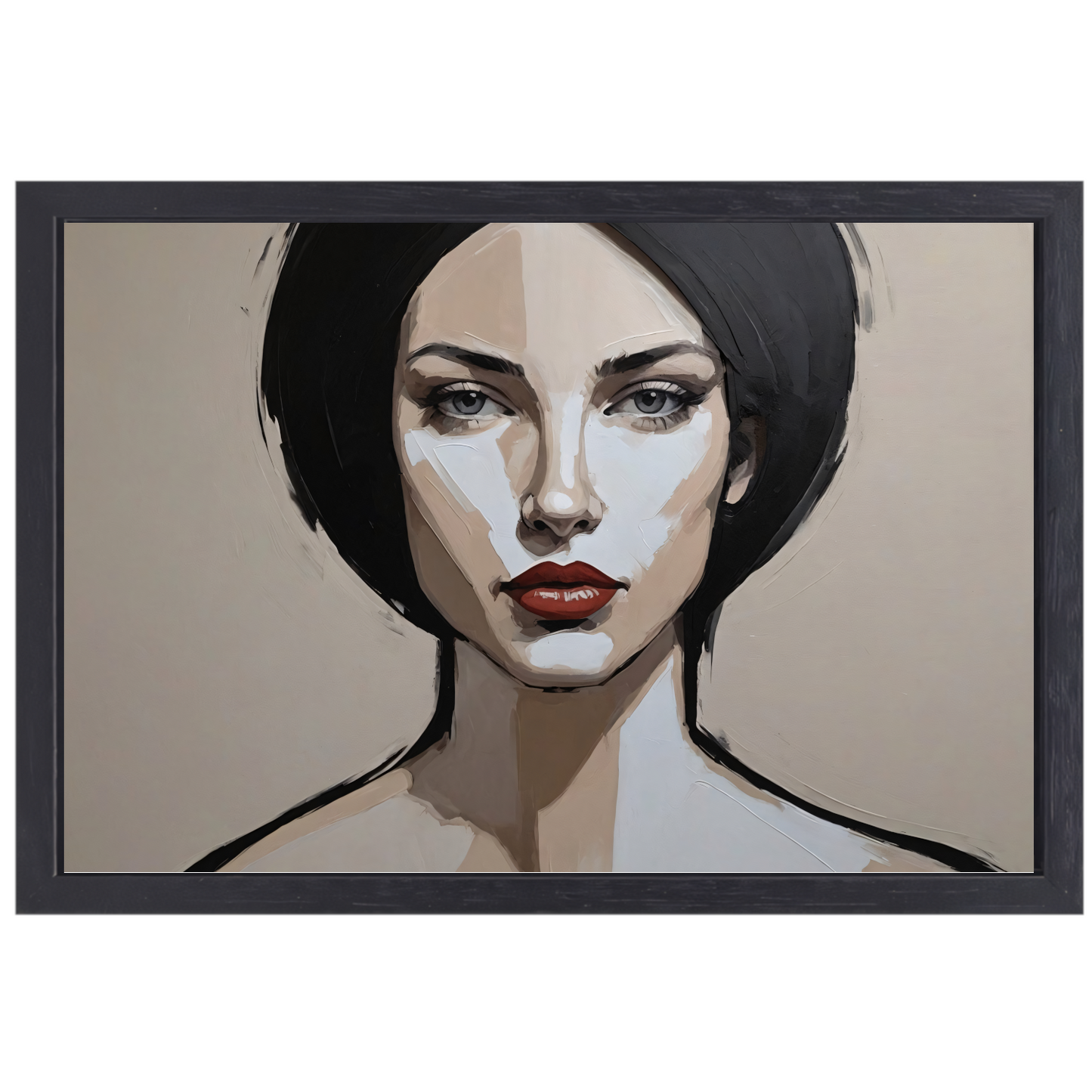 Abstracte Monochrome Blik van een Vrouw canvas met baklijst