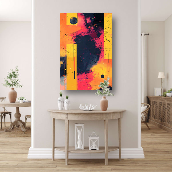 Abstract Expressionistisch  met Kleurrijk Vormen canvas met baklijst