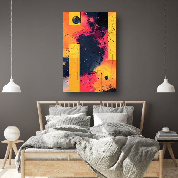 Abstract Expressionistisch  met Kleurrijk Vormen canvas met baklijst
