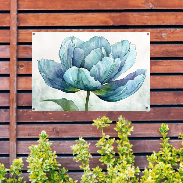 Gedetailleerde aquarel schilderij van een tulp tuinposter