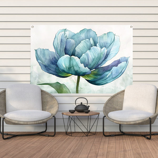 Gedetailleerde aquarel schilderij van een tulp tuinposter