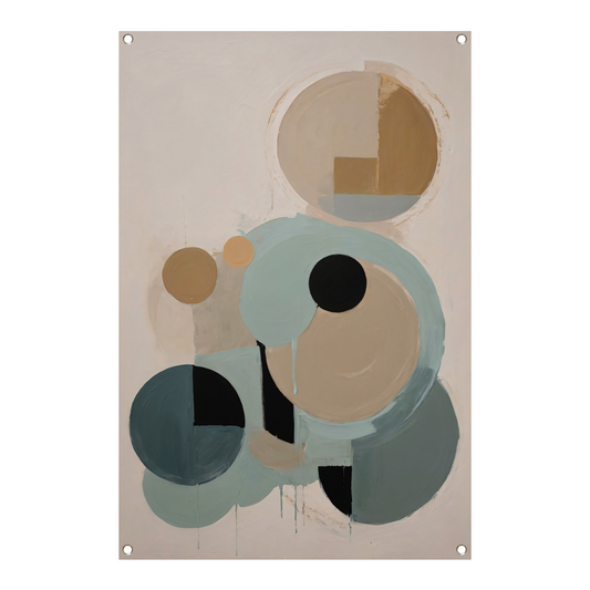 Geometrische Abstractie in Beige en Blauw tuinposter