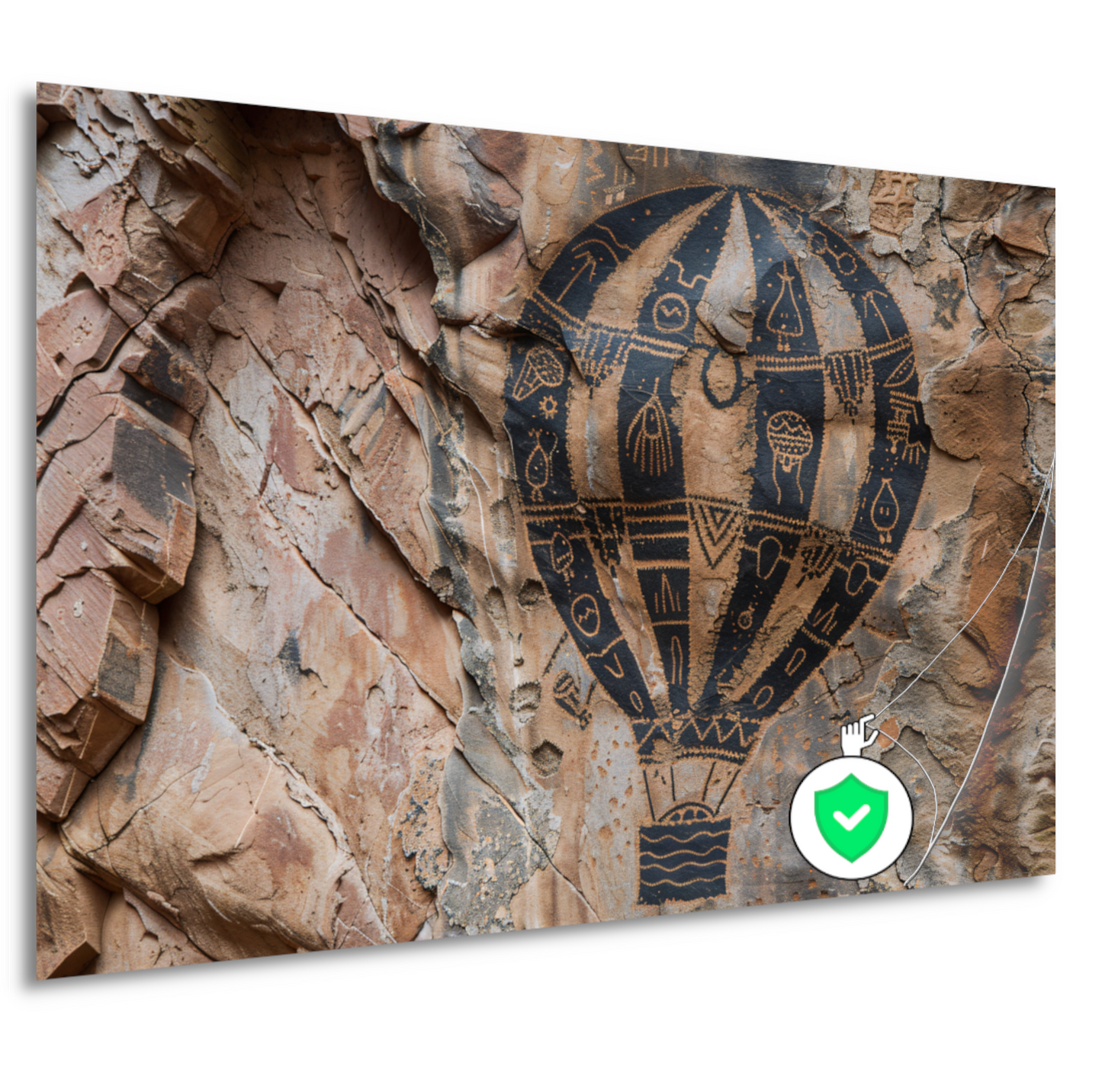 Luchtballon boven rotsformatie poster