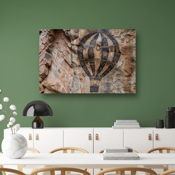Luchtballon boven rotsformatie canvas