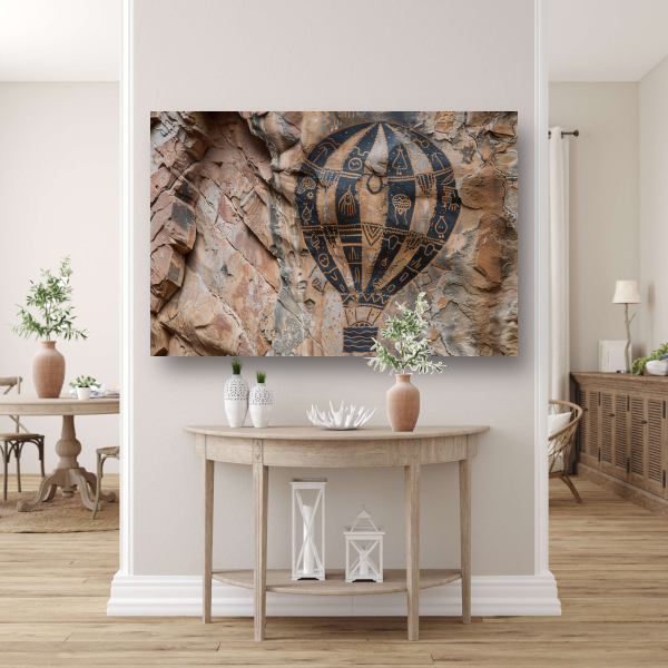 Luchtballon boven rotsformatie canvas