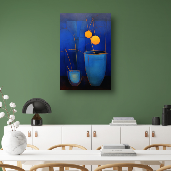 Minimalistische bloemenvaas stilleven canvas met baklijst