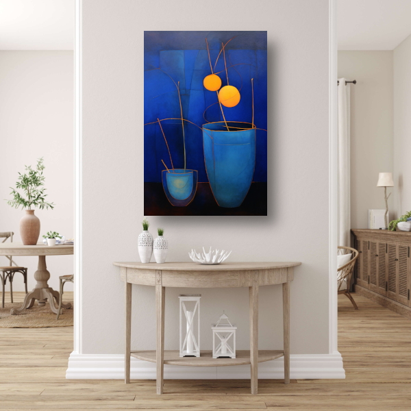 Minimalistische bloemenvaas stilleven canvas met baklijst