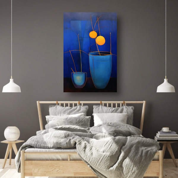 Minimalistische bloemenvaas stilleven canvas met baklijst