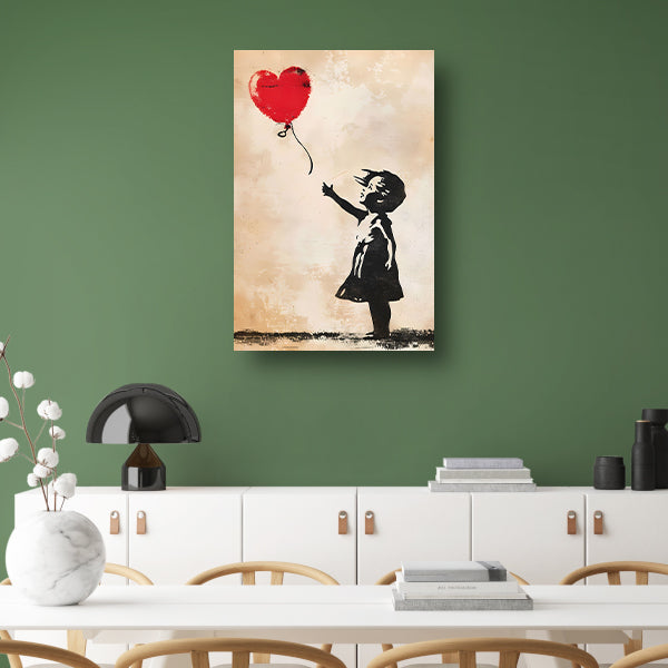 Meisje met Hartvormige Rode Ballon poster