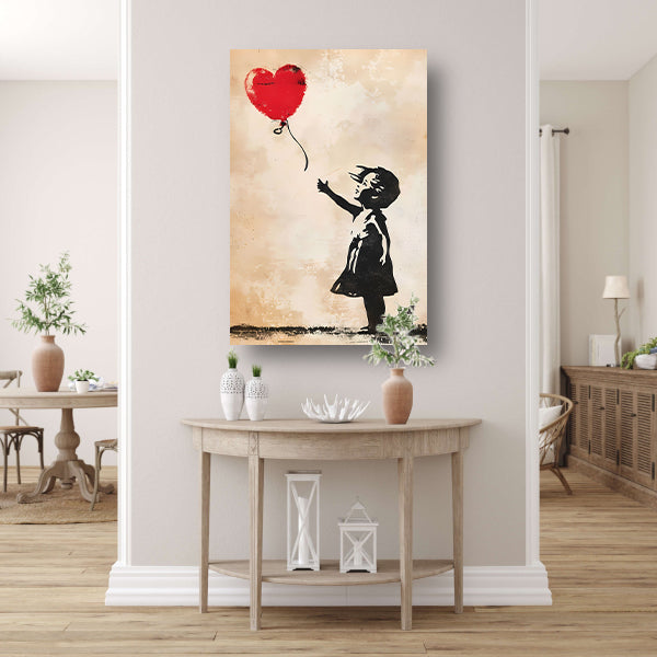 Meisje met Hartvormige Rode Ballon poster