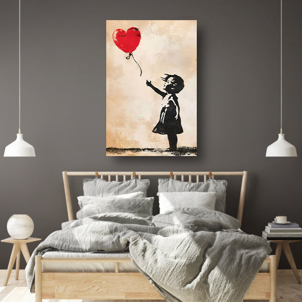Meisje met Hartvormige Rode Ballon poster