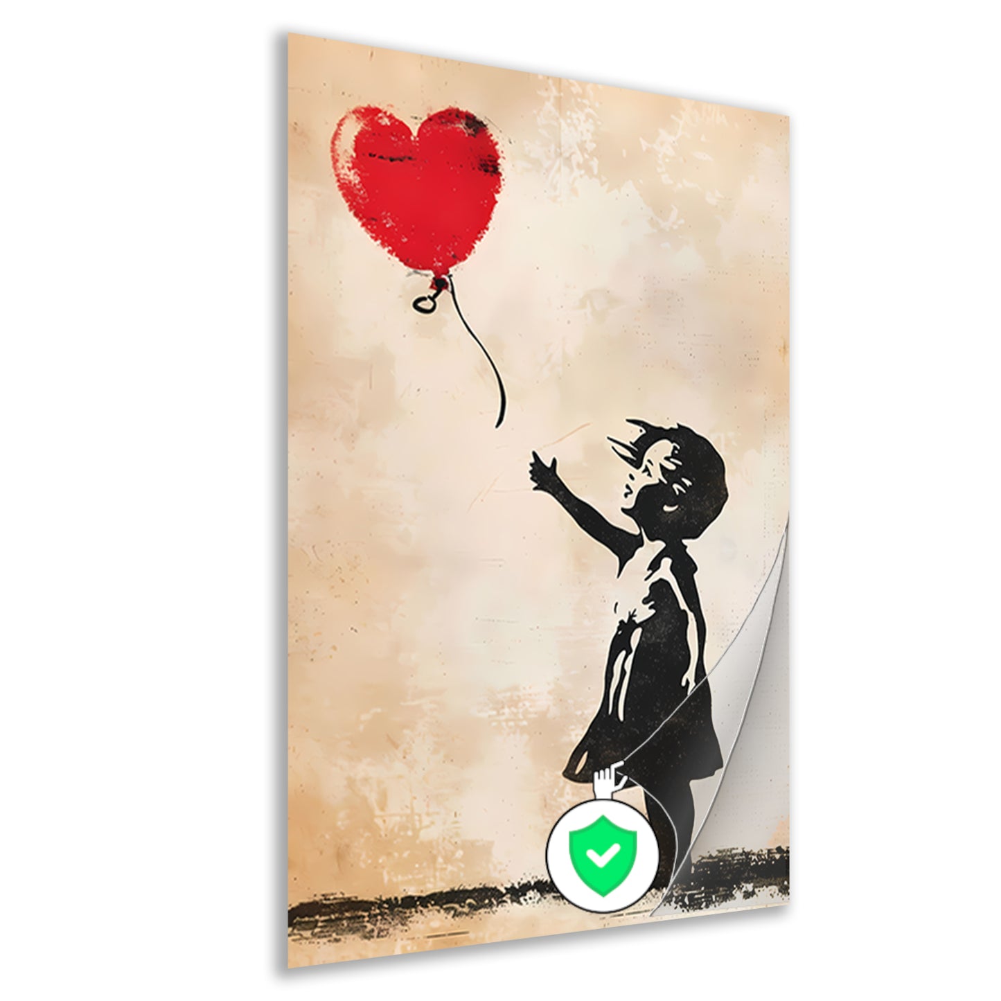 Meisje met Hartvormige Rode Ballon poster