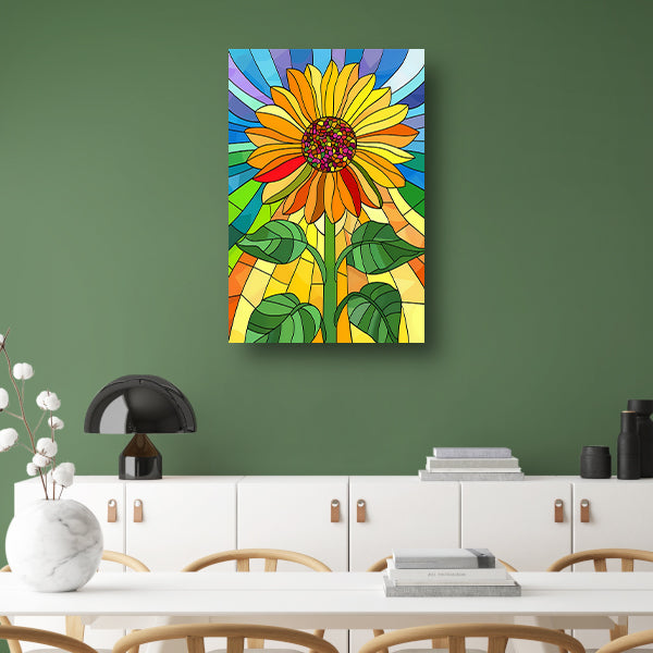 Kleurrijke zonnebloem in art nouveau stijl poster