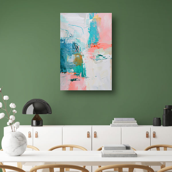 Abstract schilderij met dynamische kleuren poster