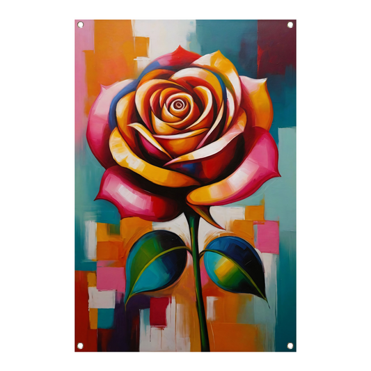 Dynamische Moderne Abstracte Kleurrijke Roos tuinposter