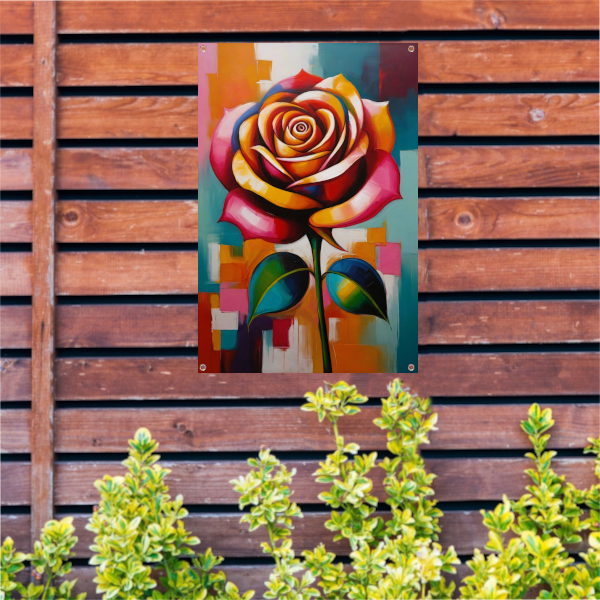 Dynamische Moderne Abstracte Kleurrijke Roos tuinposter