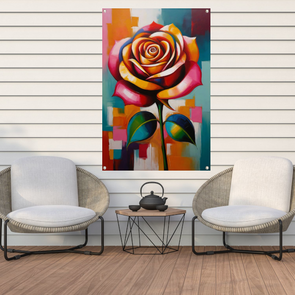 Dynamische Moderne Abstracte Kleurrijke Roos tuinposter