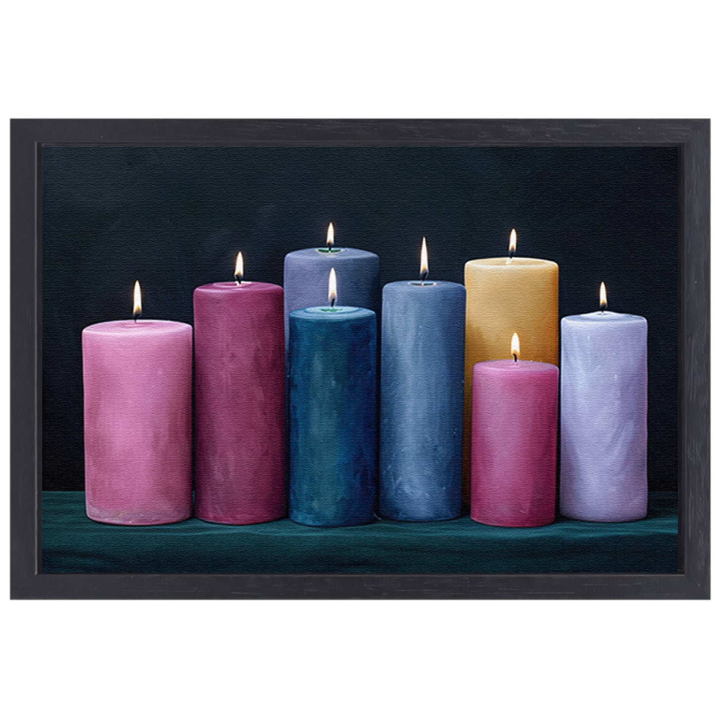 Realistische kleurrijke kaarsen voor huisdecoratie canvas met baklijst