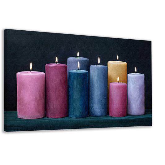 Realistische kleurrijke kaarsen voor huisdecoratie canvas