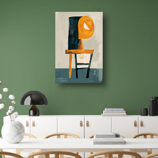 Abstracte Stoel met Geometrische Lamp canvas