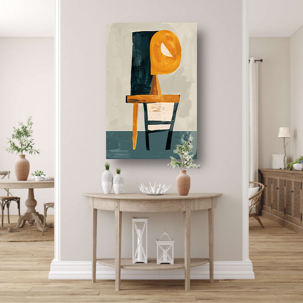 Abstracte Stoel met Geometrische Lamp canvas