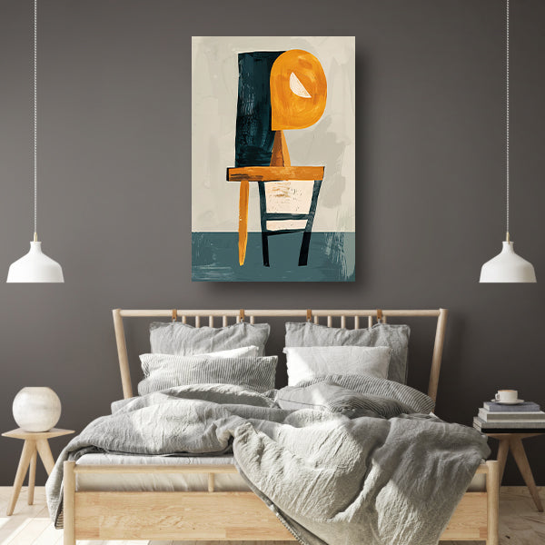 Abstracte Stoel met Geometrische Lamp canvas