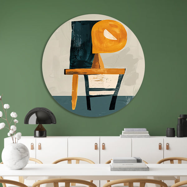 Abstracte Stoel met Geometrische Lamp aluminium muurcirkel