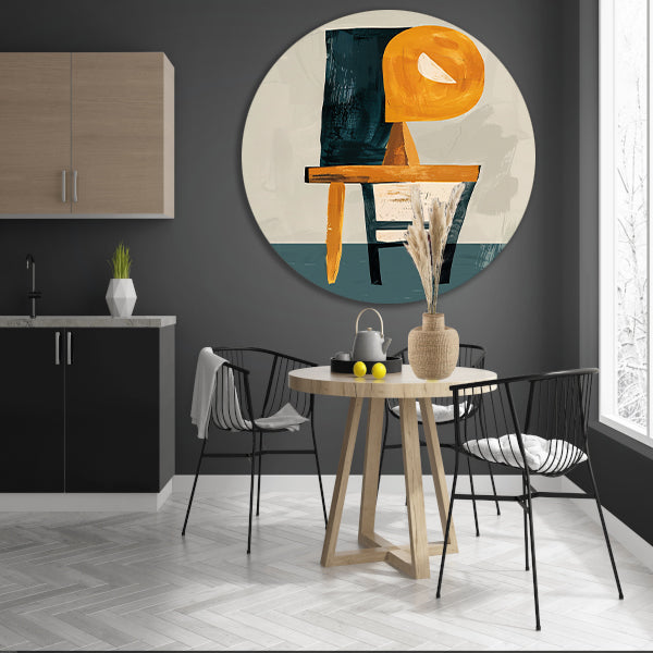 Abstracte Stoel met Geometrische Lamp aluminium muurcirkel