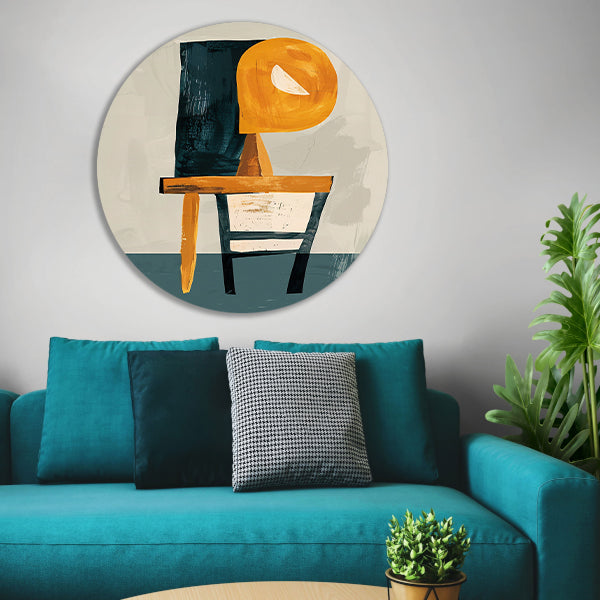 Abstracte Stoel met Geometrische Lamp aluminium muurcirkel
