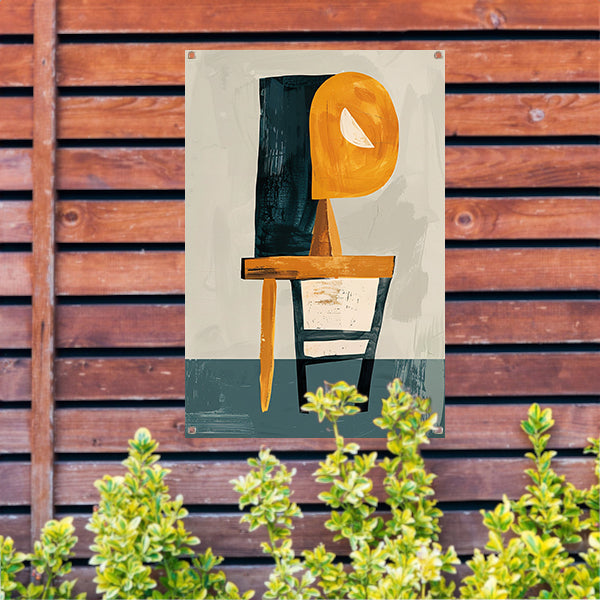 Abstracte Stoel met Geometrische Lamp tuinposter