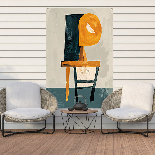 Abstracte Stoel met Geometrische Lamp tuinposter