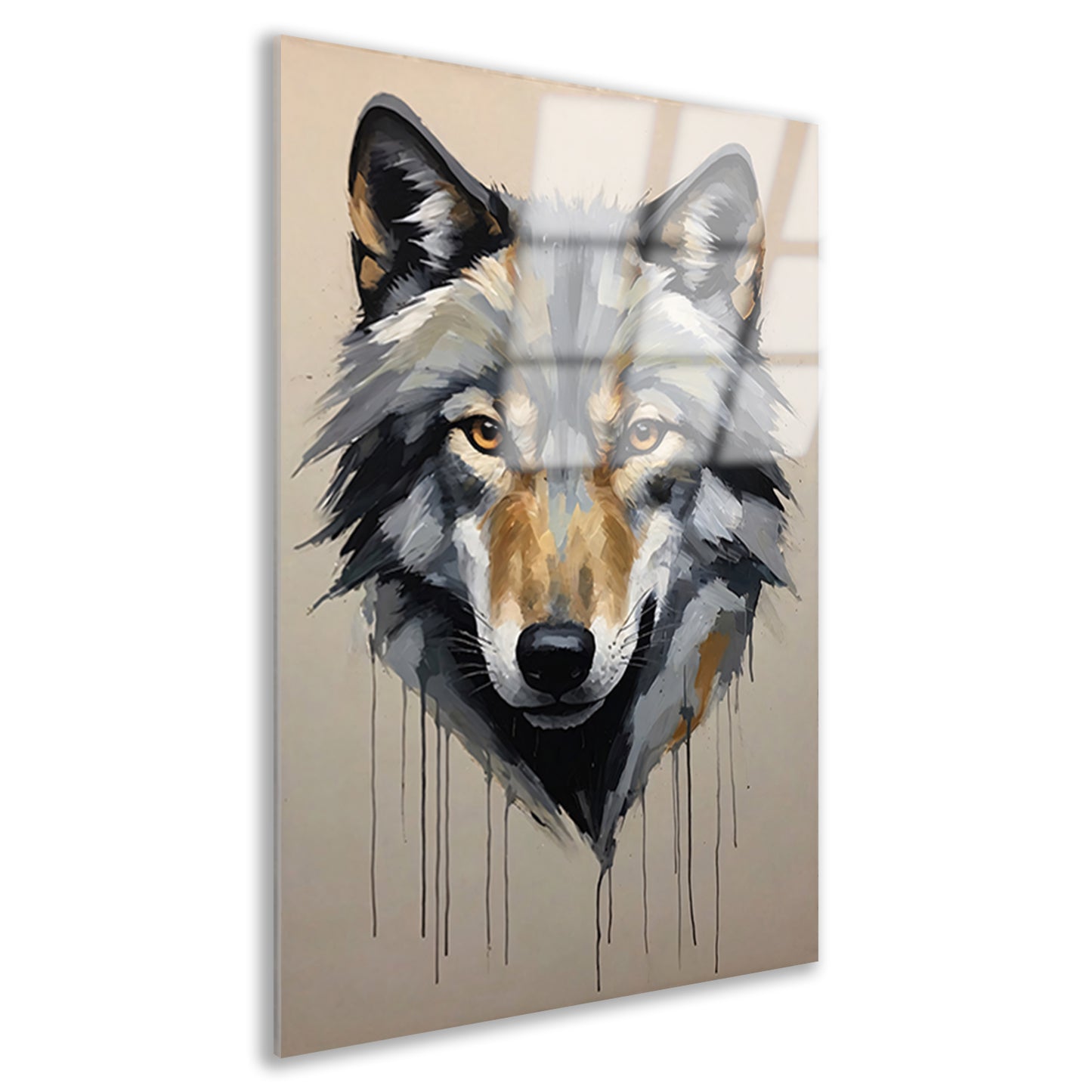 Abstracte Wolf in Kleurrijke Penseelstreken Acrylglas