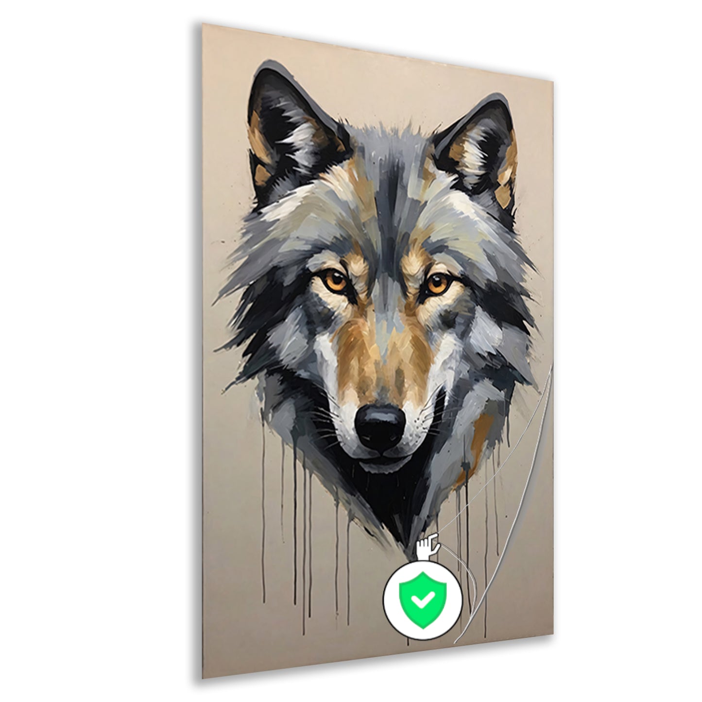 Abstracte Wolf in Kleurrijke Penseelstreken poster