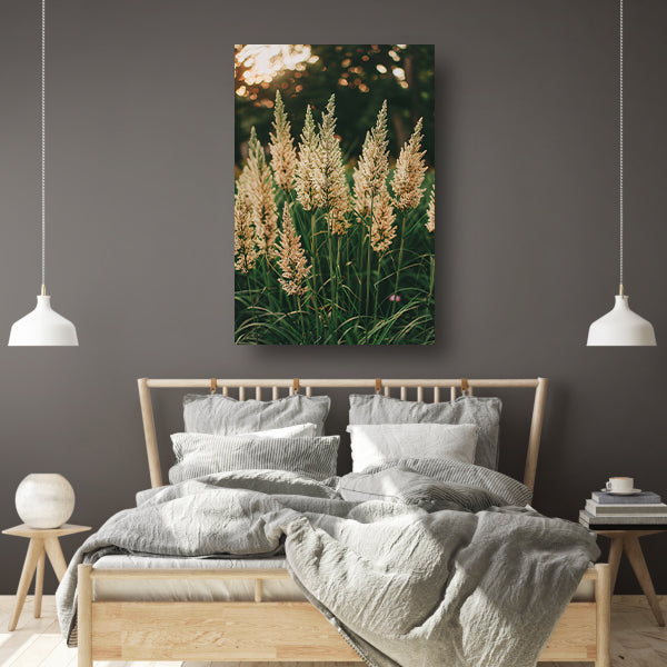 Close-up van Beige Grassen in Zonneschijn canvas