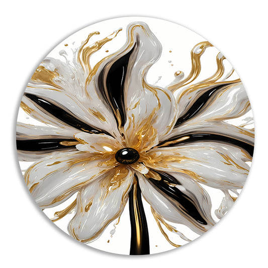 Dynamische Gouden Bloem op Abstracte Achtergrond aluminium muurcirkel