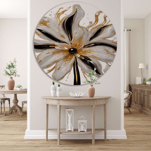 Dynamische Gouden Bloem op Abstracte Achtergrond forex muurcirkel