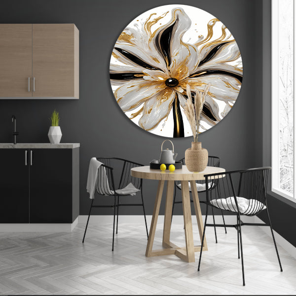 Dynamische Gouden Bloem op Abstracte Achtergrond forex muurcirkel
