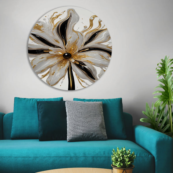 Dynamische Gouden Bloem op Abstracte Achtergrond forex muurcirkel