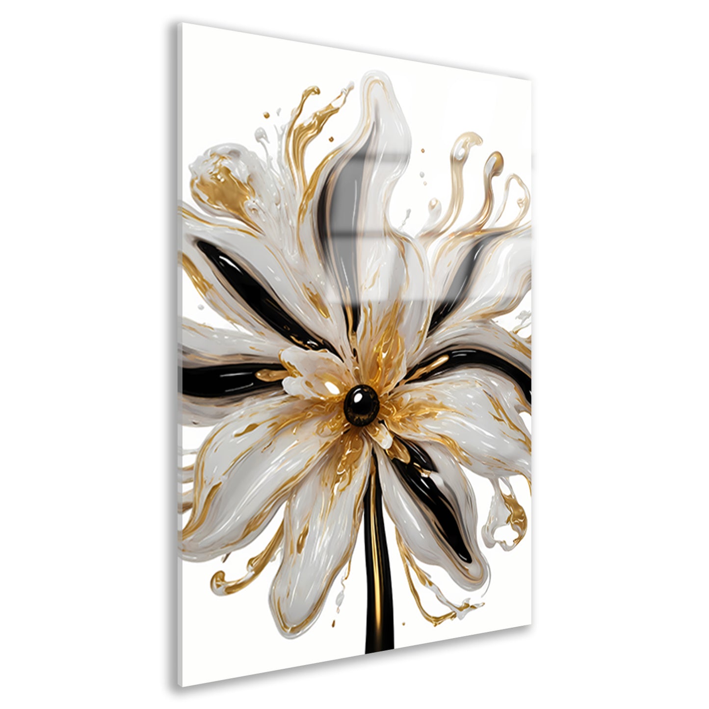 Dynamische Gouden Bloem op Abstracte Achtergrond acrylglas