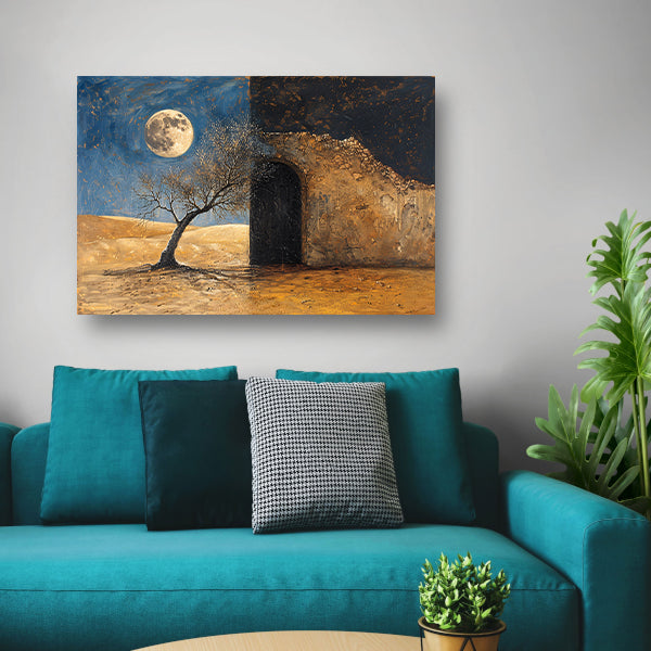 Slaapkamer met maanlicht canvas