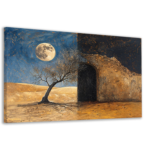 Slaapkamer met maanlicht canvas