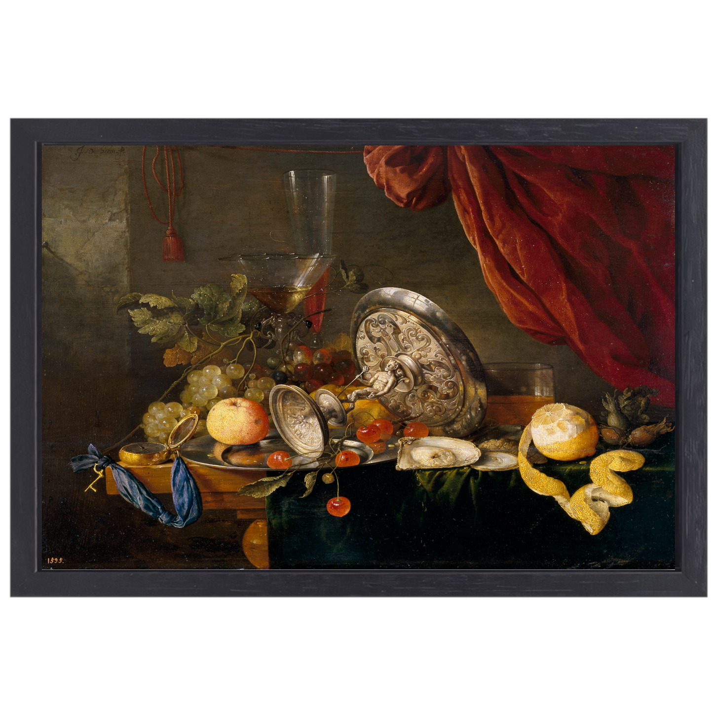 Stilleven met fruit en glazen - Jan Davidsz. de Heem canvas met baklijst