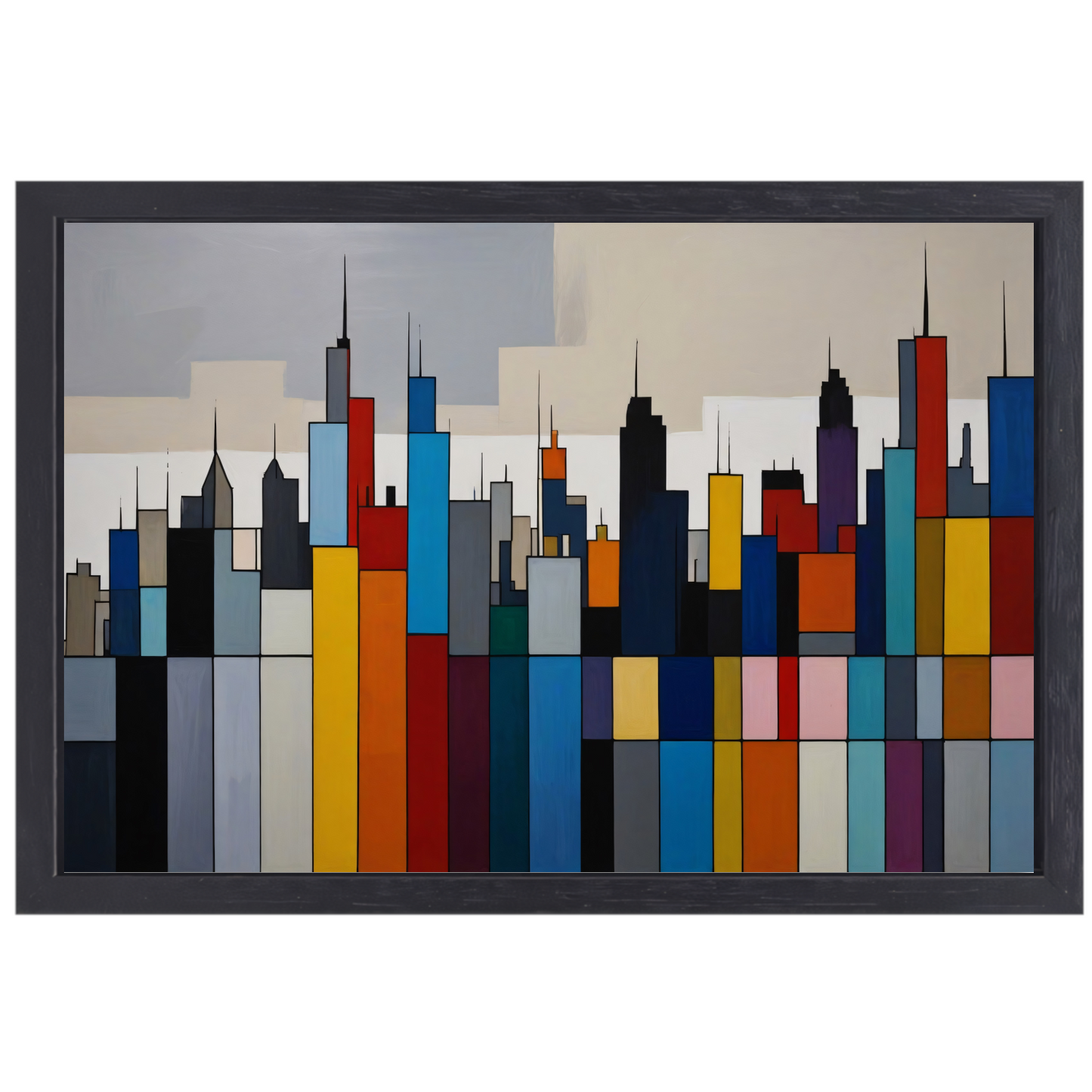 Abstracte kleurrijke stadsgezicht skyline canvas met baklijst
