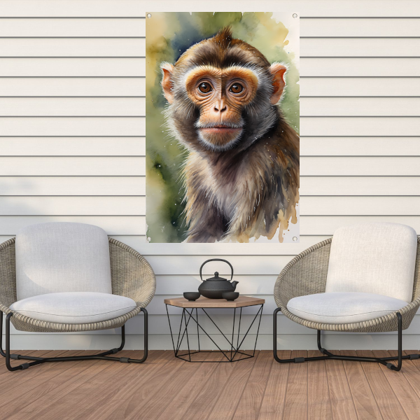 Jonge Aap in Aquarel Waterverf Stijl tuinposter