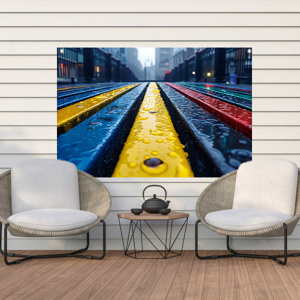 Regenboogbanken tuinposter