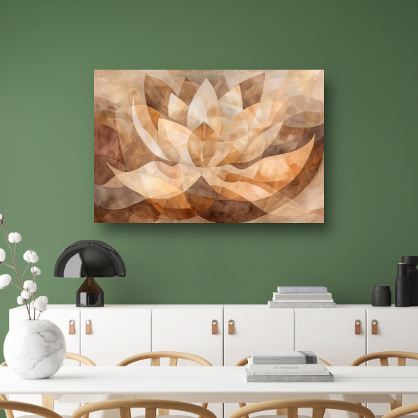 Sepia Lotus Abstractie in Harmonische Tinten poster
