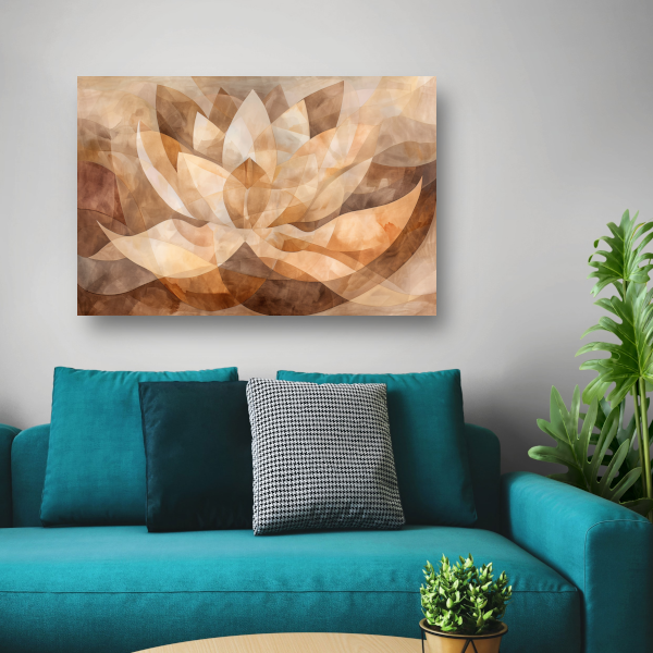 Sepia Lotus Abstractie in Harmonische Tinten canvas