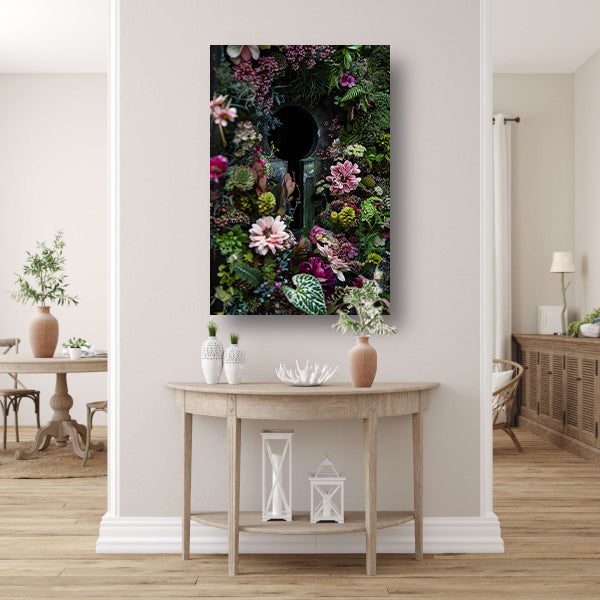 Sleutelgat omringd door bloemenzee acrylglas