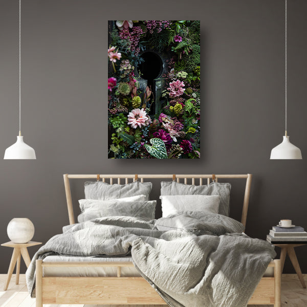 Sleutelgat omringd door bloemenzee acrylglas