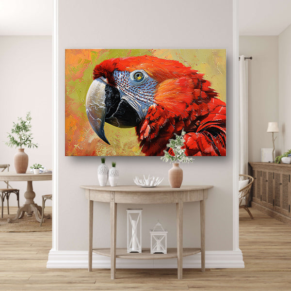 Kleurrijk schilderij van een levendige papegaai poster